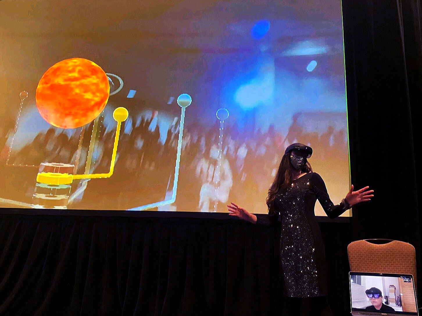 Christi on stage at AWE2021 with the HoloLens2