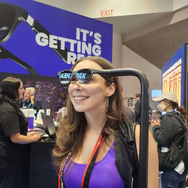 Christi demos the XReal glasses