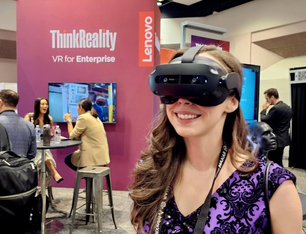 Christi tries the Lenovo ThinkReality VRX at AWE